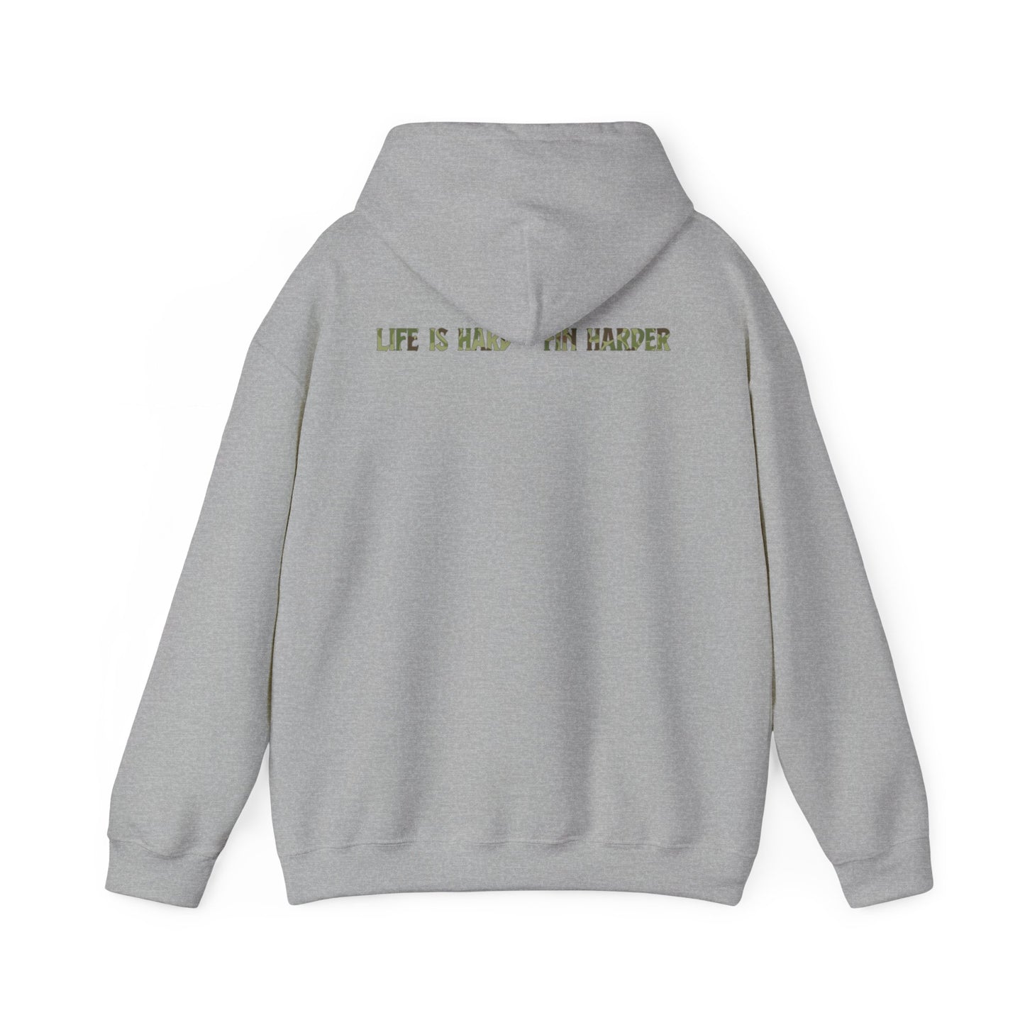 RTFU Camo Hoodie — 'Life Is Hard, Fin Harder' Military-Style Pullover