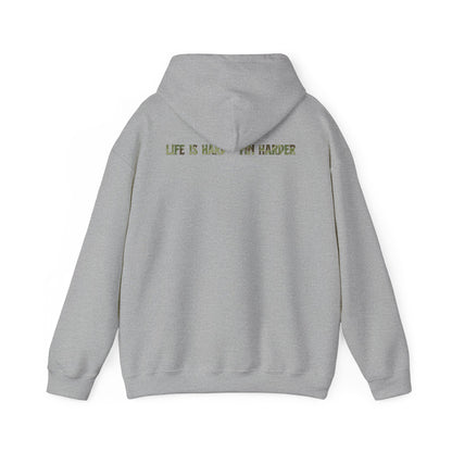 RTFU Camo Hoodie — 'Life Is Hard, Fin Harder' Military-Style Pullover