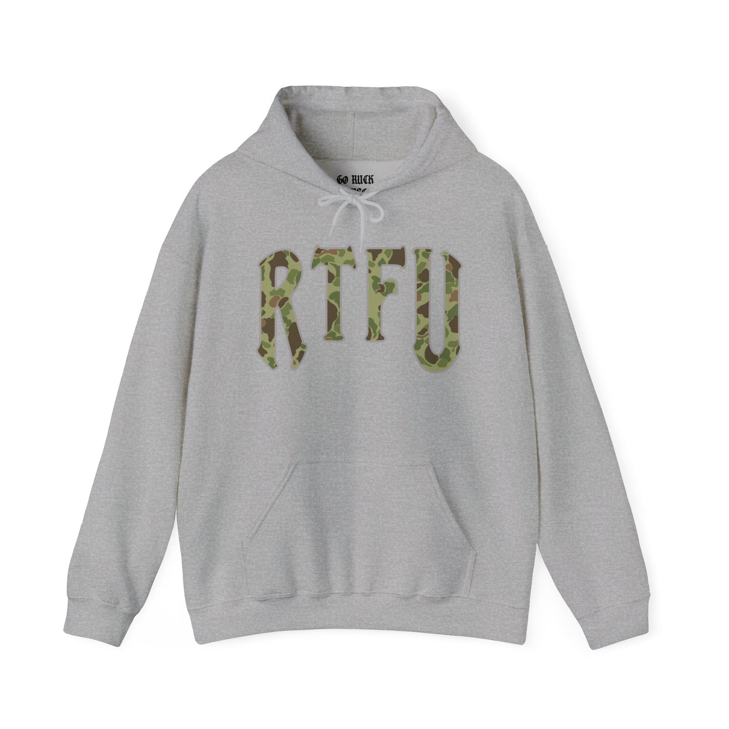 RTFU Camo Hoodie — 'Life Is Hard, Fin Harder' Military-Style Pullover