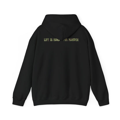 RTFU Camo Hoodie — 'Life Is Hard, Fin Harder' Military-Style Pullover