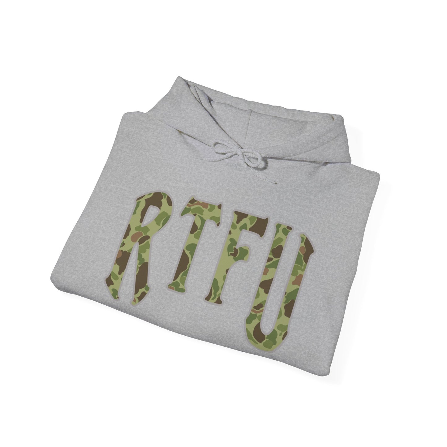 RTFU Camo Hoodie — 'Life Is Hard, Fin Harder' Military-Style Pullover