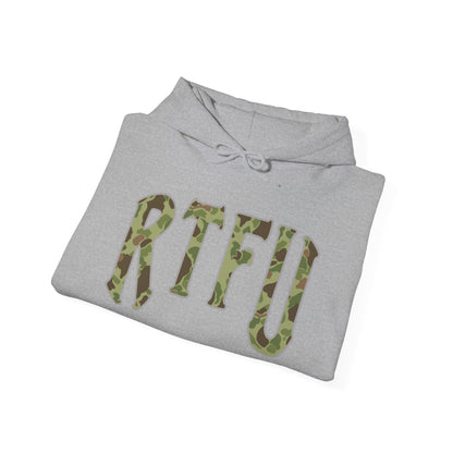 RTFU Camo Hoodie — 'Life Is Hard, Fin Harder' Military-Style Pullover