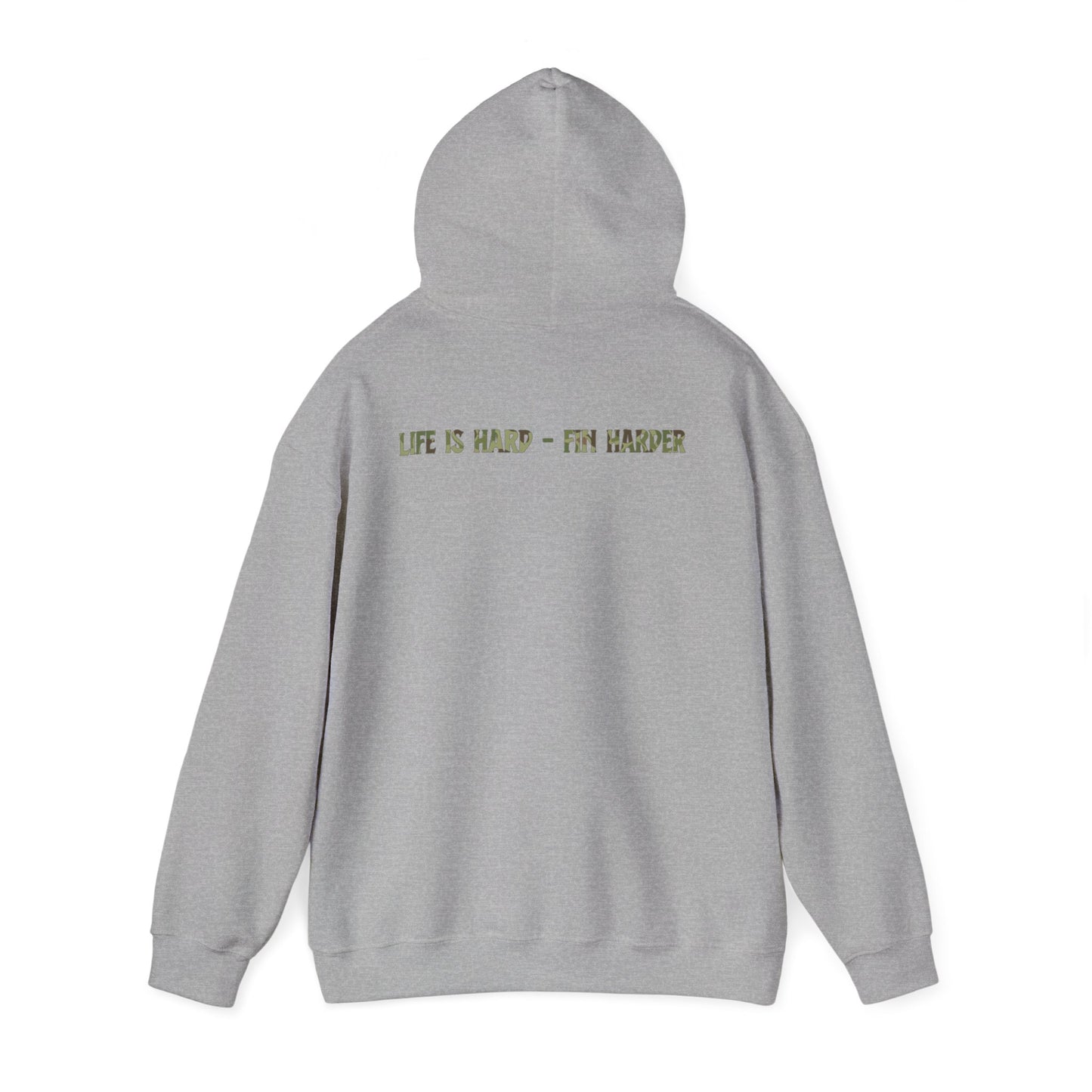 RTFU Camo Hoodie — 'Life Is Hard, Fin Harder' Military-Style Pullover