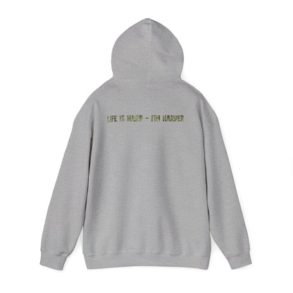 RTFU Camo Hoodie — 'Life Is Hard, Fin Harder' Military-Style Pullover