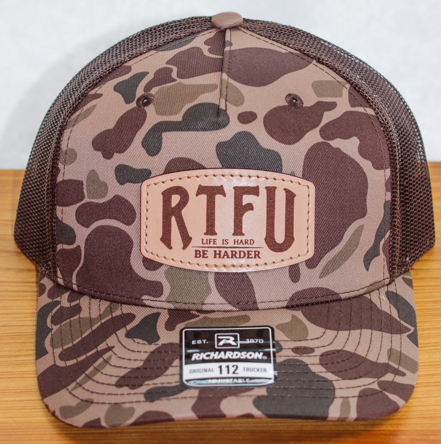 Leather Patch Camo Richardson 112 Structured Trucker